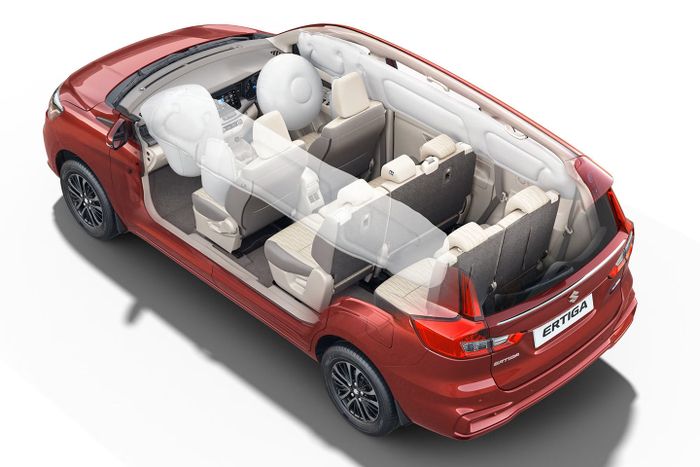 Maruti Suzuki Ertiga dapat 6 airbag secara standar.
