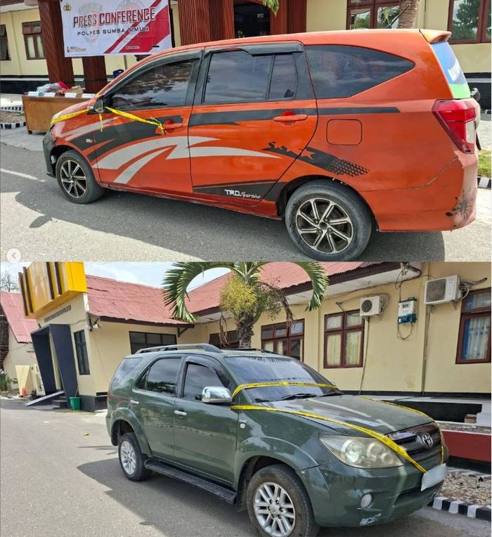 Toyota Fortuner dan Calya sewaan yang dipakai mencuri tiga ekor kerbau di Sumba Timur, Nusa Tenggara Timur