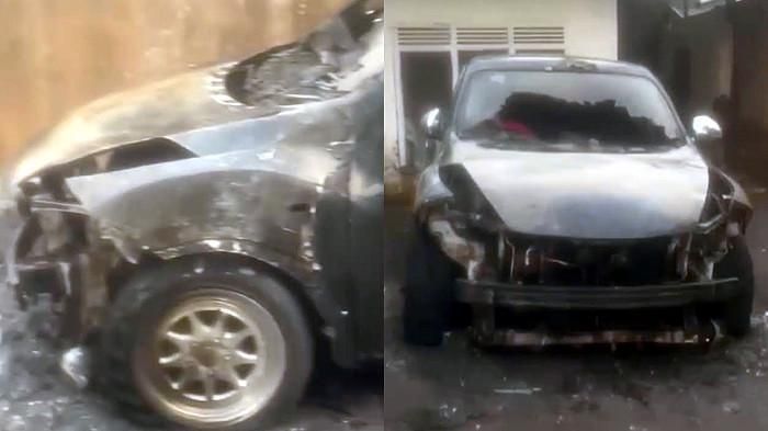 Kondisi Nissan Juke Nur Rohmatus, warga Dusun Kebonsari, Desa Jarit, Candipuro, Kabupaten Lumajang, Jawa Timur yang diduga dibakar OTK