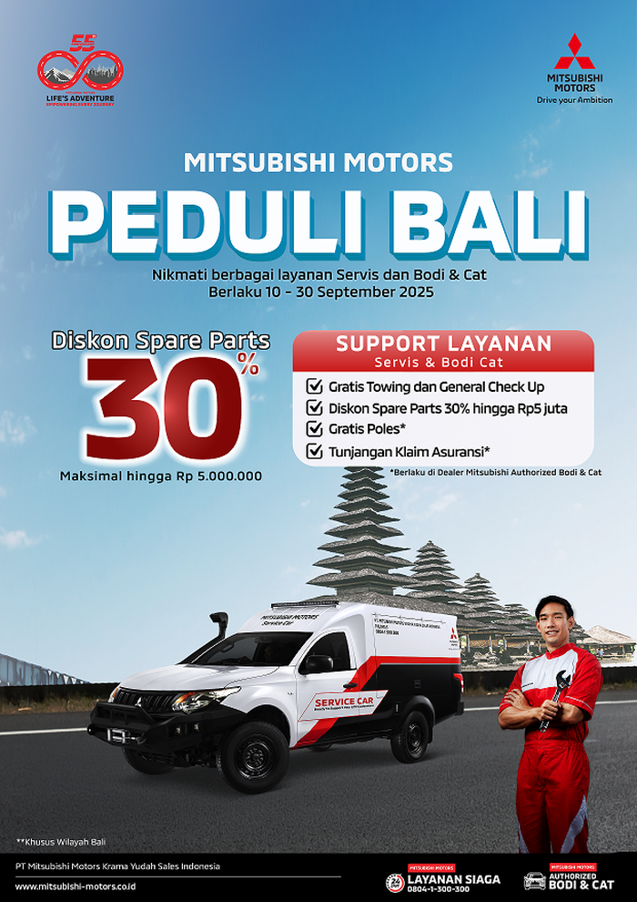 Program khusus Mitsubishi Peduli Banjir Bali dnegan diskon servis dan suku cadang 
