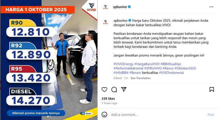 Harga BBM Vivo Oktober 2025