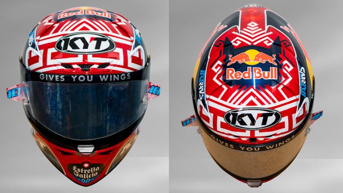 Diogo Moreira menampilkan grafis helm nuansa Lombok dengan batik Sasak