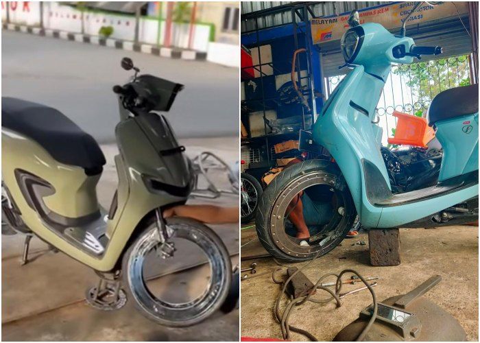 Modifikasi hubless lagi ramai, Honda Stylo sampai Yamaha Grand Filano tampila dengan pelek bolong 