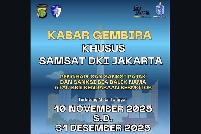 Program pemutihan pajak kendaraan di provinsi DKI Jakarta berakhir sampai akhir 2025
