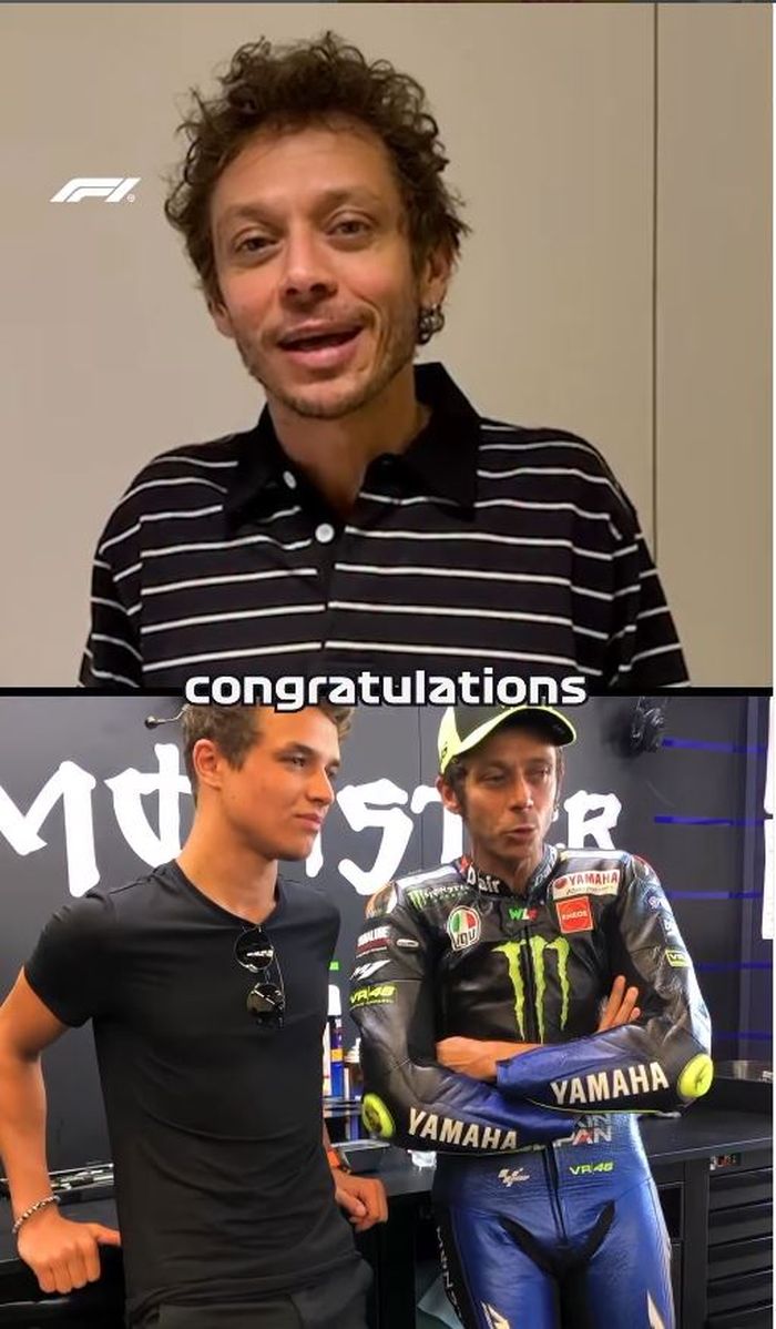 Valentino Rossi beri ucapan selamat kepada Juara Dunia Formula 1 musim 2025, Lando Norris