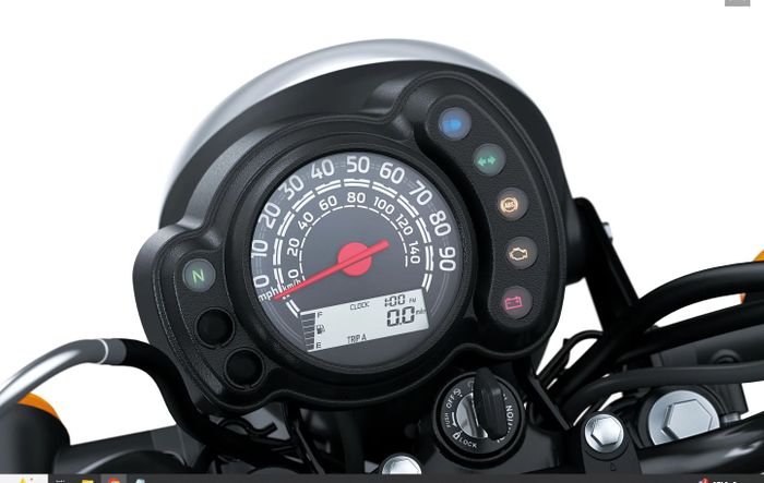 panel instrumen Kawasaki W175 LTD, identik dengan W175 versi injeksi di Indonesia