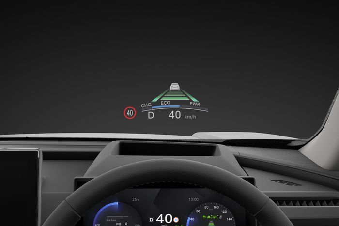 Salah satu fitur baru Toyota RAV4 adalah head-up display dengan angled display.