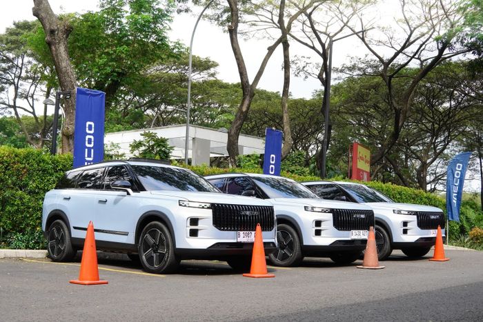  Deretan unit JAECOO J7 SHS-P yang ditampilkan dalam line-up eksklusif, menonjolkan desain premium dan karakter SUV modern yang menjadi identitas JAECOO.