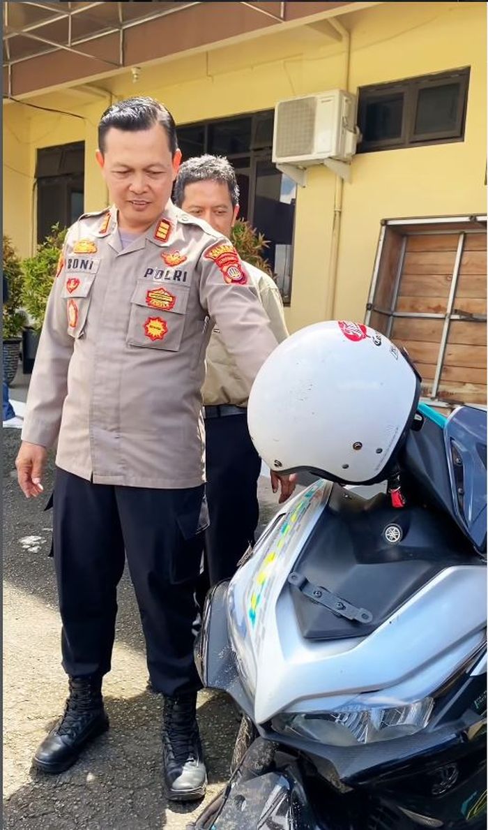 Yamaha Aerox 155 milik tiga remaja pelaku perusakan Nissan Grand Livina menggunakan celurit di Jalan Imogiri Barat, Bantul, Yogyakarta