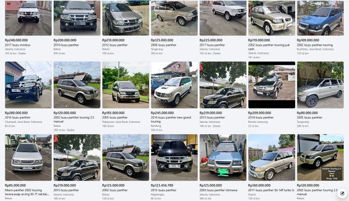 Update harga Isuzu Panther bekas di marketplace Facebook