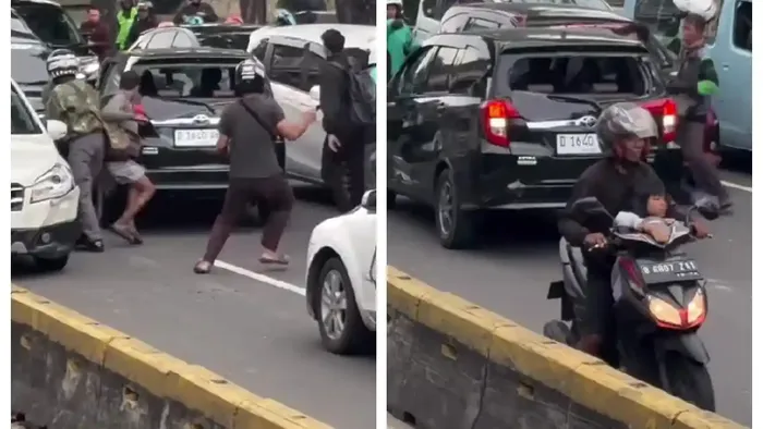 Toyota Calya yang melawan arah menabraki sejumlah mobil dan motor di Jalan Gunung Sahari, Sawah Besar, Jakarta Pusat sebelumnya dikejar Polisi dan berakhir diamuk massa, (25/2/26)