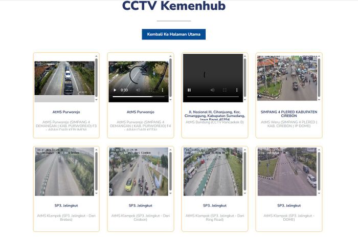 Tampilan CCTV Kementerian Perhubungan (Kemenhub) pantauan arus mudik lebaran 2026