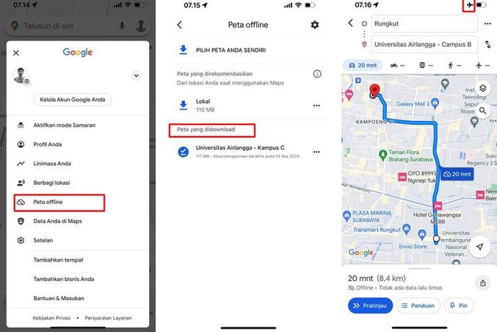 Cara mengunduh peta offline Google Maps 