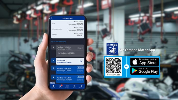 Yamaha menghadirkan fitur kupon Electronic Kartu Servis Gratis (E-KSG) yang bisa diakses melalui aplikasi My Yamaha Motor.