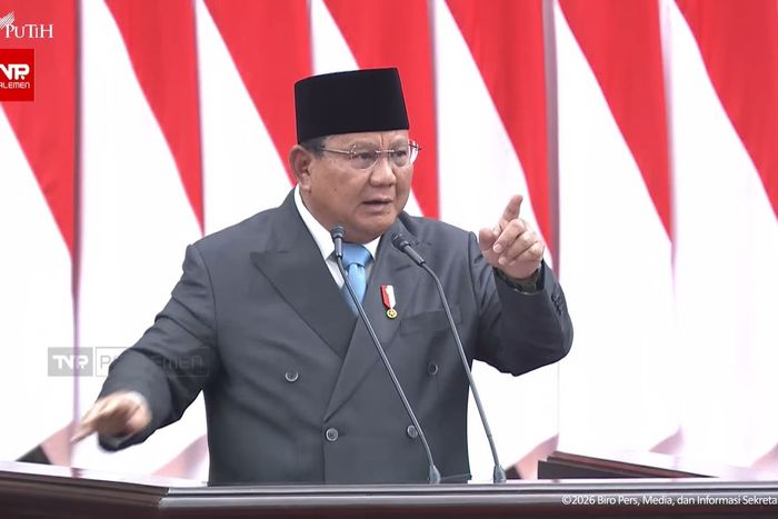 Presiden Prabowo Subianto pidato saat Rapat Paripurna DPR RI ke 19 terkait Kerangka Ekonomi Makro (KEM) dan Pokok Pokok Kebijakan Fiskal (PPKF) RAPBN Tahun Anggaran 2027.