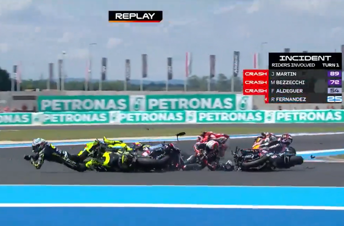 Insiden di tikungan 1 MotoGP Hungaria melibatkan 5 pembalap