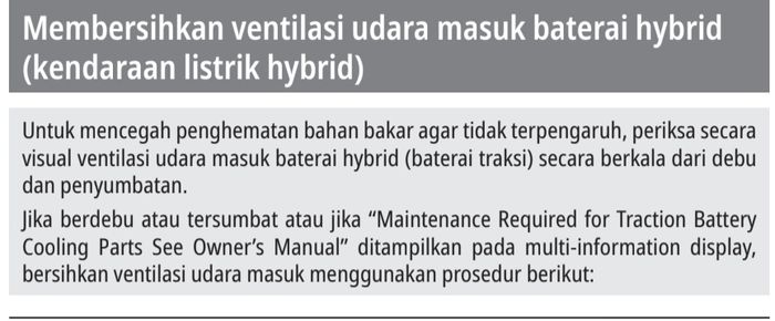 Membersihkan ventilasi udara masuk baterai hybrid
