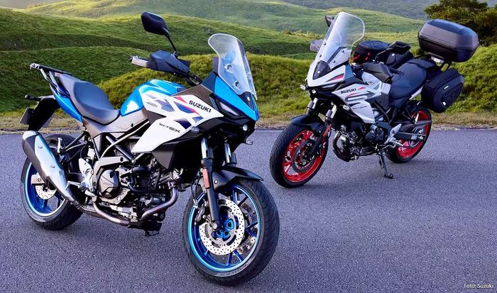 Suzuki SV-7GX standar dan yang sudah didandanin aksesori khas motor touring