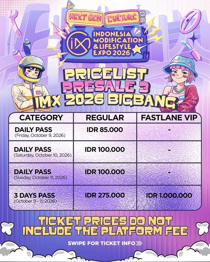 Daftar harga tiket Presale 3 IMX 2026