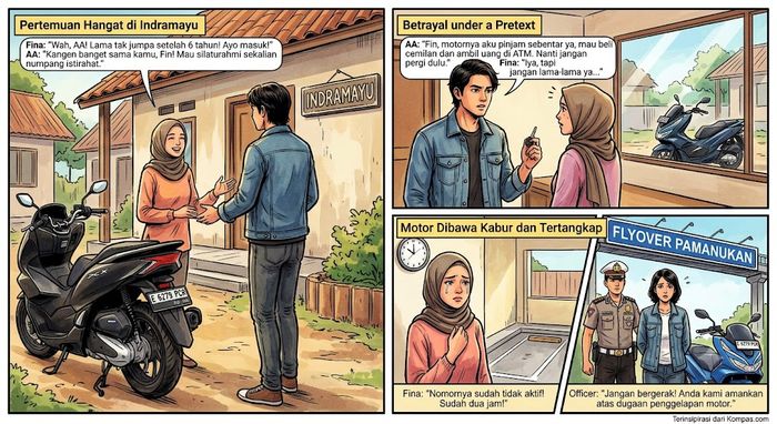 Ilustrasi aksi pencurian Honda PCX 160 oleh teman lama yang tak pernah ketemu dengan modus silaturahmi
