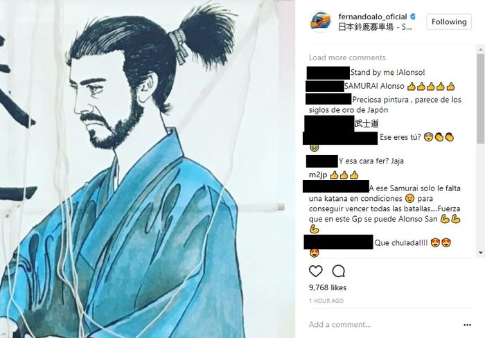 Lukisan Fernando Alonso berpenampilan seperti samurai