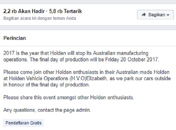 Undangan Aksi Penggemar Holden