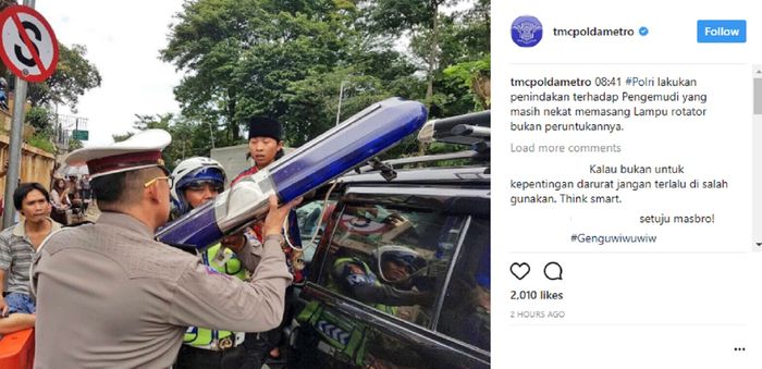 Polisi Jaring Mobil Pribadi Dengan Rotator