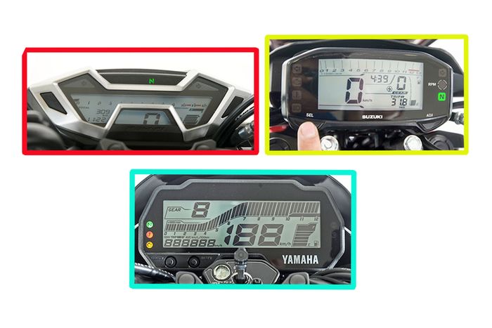Komparasi All New Yamaha V-Ixion, Suzuki GSX-S150 dan All New Honda   CB150R. Spidometer