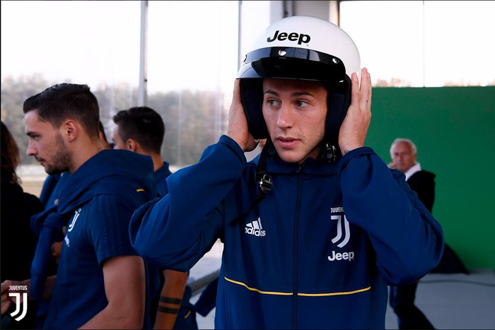 Juventus player wearing helmet