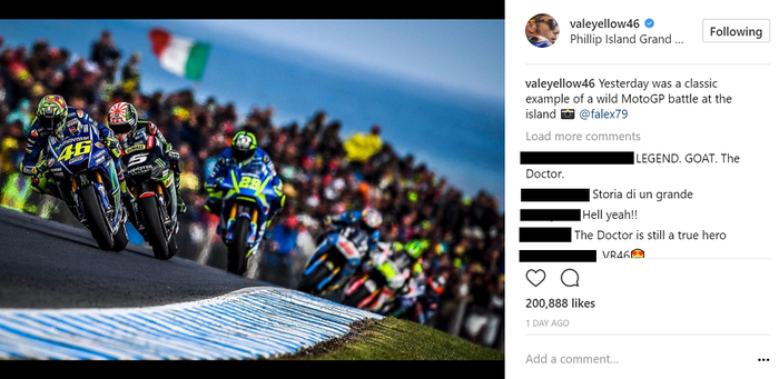 Postingan Instagram Valentino Rossi