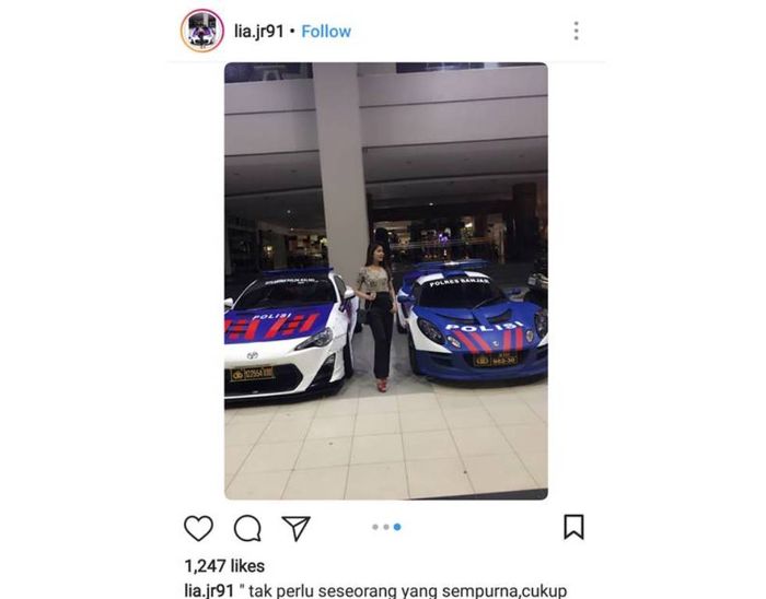 Mobil Patroli Polisi yang menggunakan Lotus Elise Series 2  di foto Instagram milik akun @lia.jr91