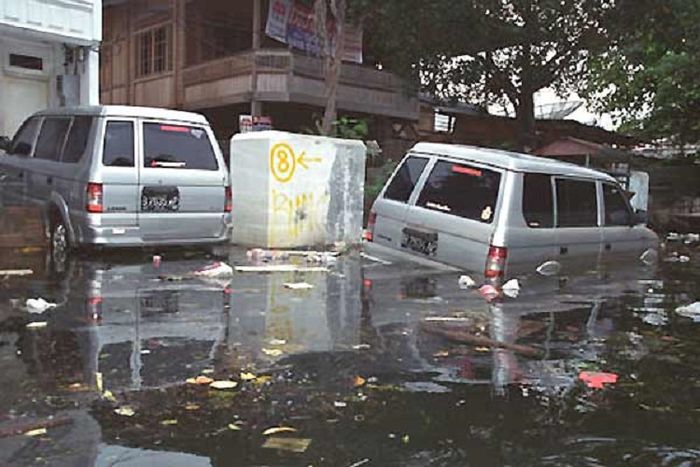 Mobil terendam banjir