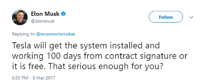 Pernyataan Elon Musk terkait pembangunan instalasi baterai