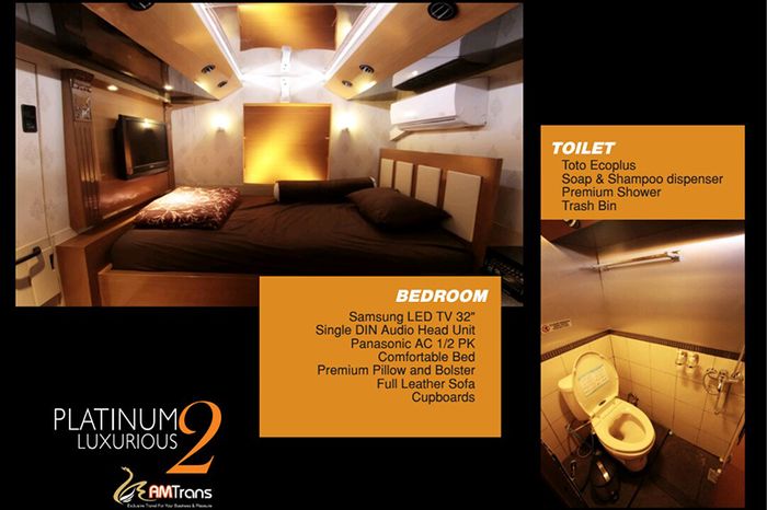 Bedroom dan toilet Platinum Luxurious 2 bus AMTrans Luxurious