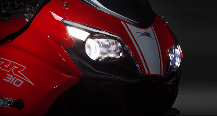 Tampilan lampu depan TVS Apache 310 Rr