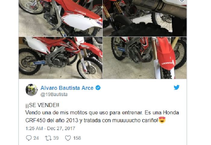 Motor milik Alvaro Bautista di akun Twitternya