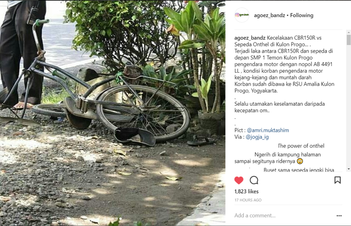 Kondisi sepda onthel paska kecelakaan