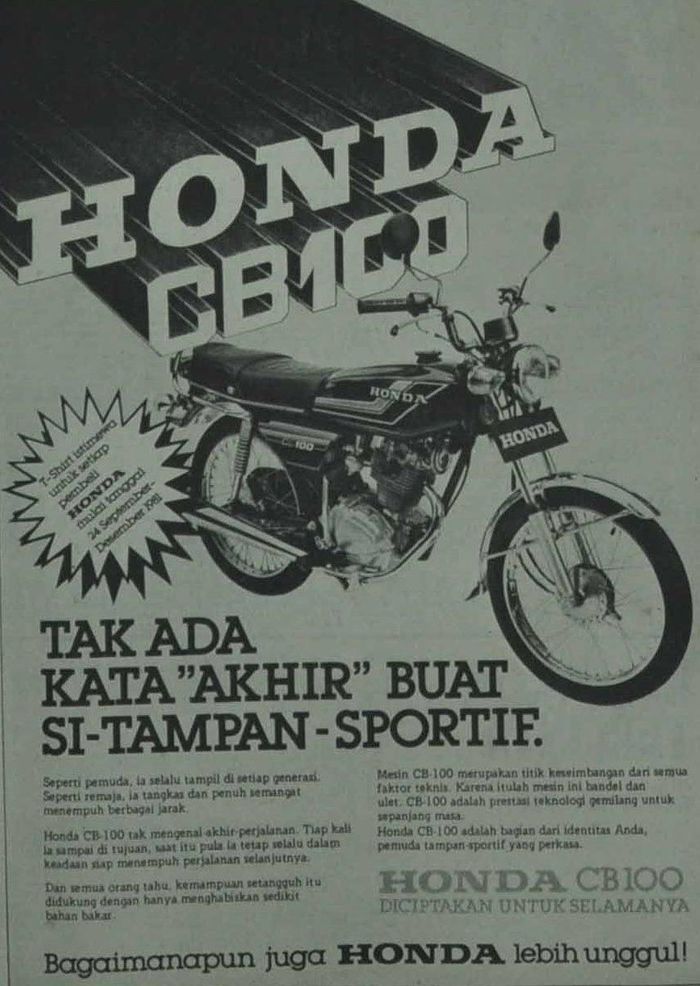 Iklan Honda CB100 tahun 1981