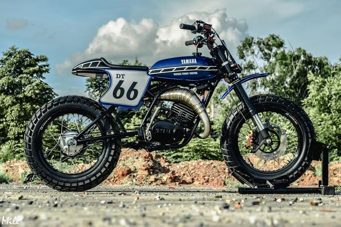 Yamaha Dt125 custom flat tracker dari Ranger Korat, dilansir oleh Bikebrewers.com