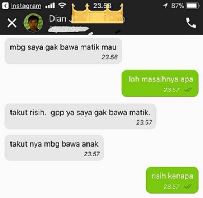 Captured percakapan driver Ojol dan penumpang