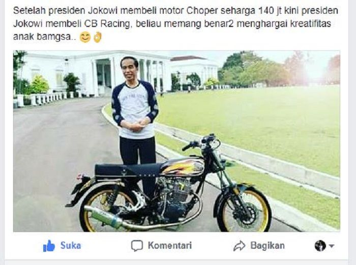 Foto Joko Widodo dan Honda CB Racing