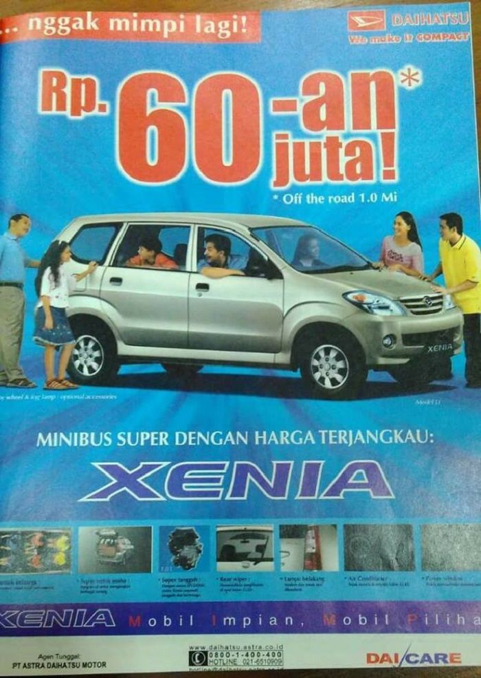 Daihatsu Xenia tipe Mi pertama dibanderol Rp 60 jutaan of the road
