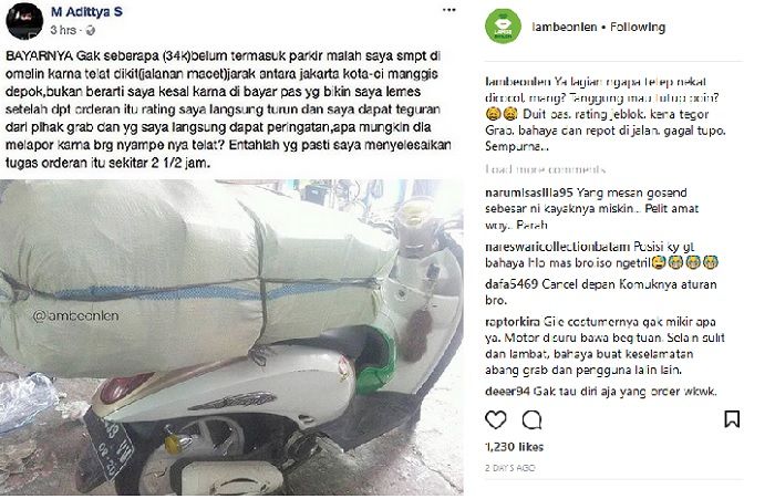 Driver ojol angkut barang super jumbo 