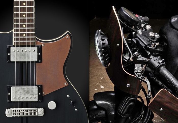 Kayu Sulawesi pada visor Yamaha XSR700 karya George Woodman Garage