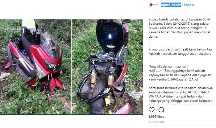 Kecelakaan Yamaha NMAX di Balikpapan