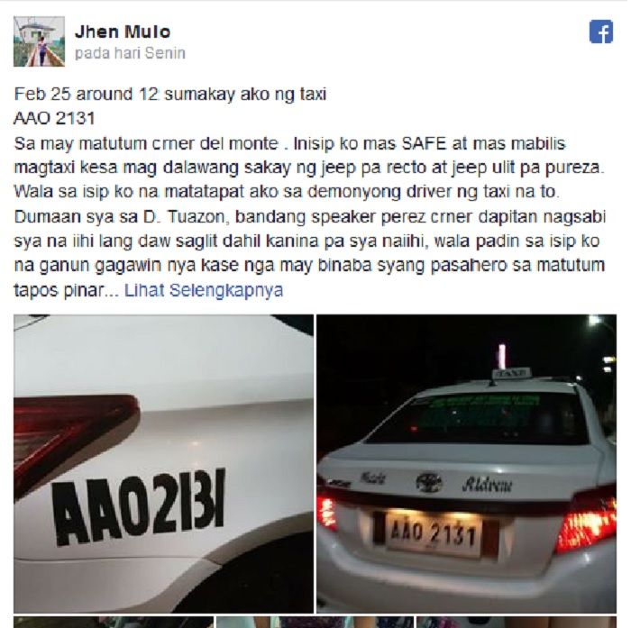 Postingan FB Jhen Mulo sesaat setelah perampokan