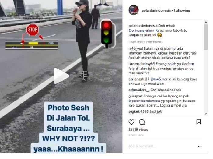 Postingan IG Polantas Indonesia komentari aksi Syahrini