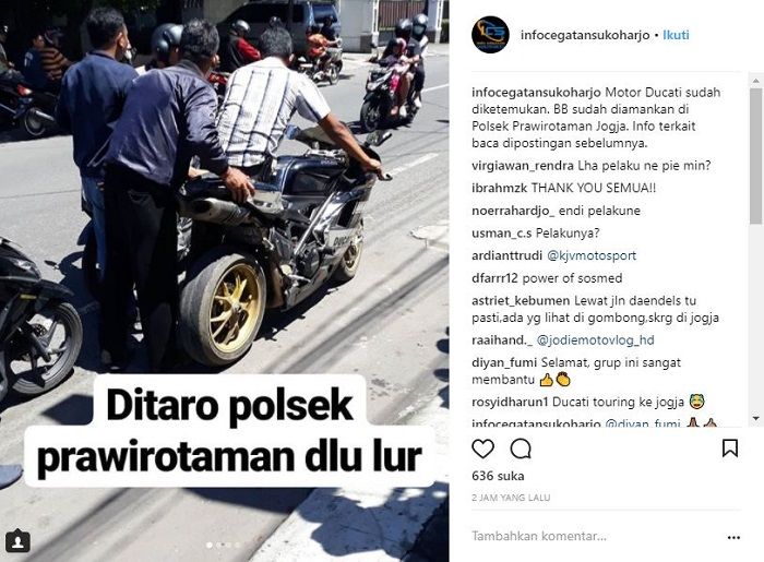 Ducati 848 yang Dicuri Berhasil Ditemukan