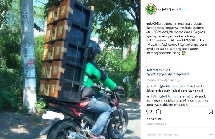 Driver ojol terima order rak susun