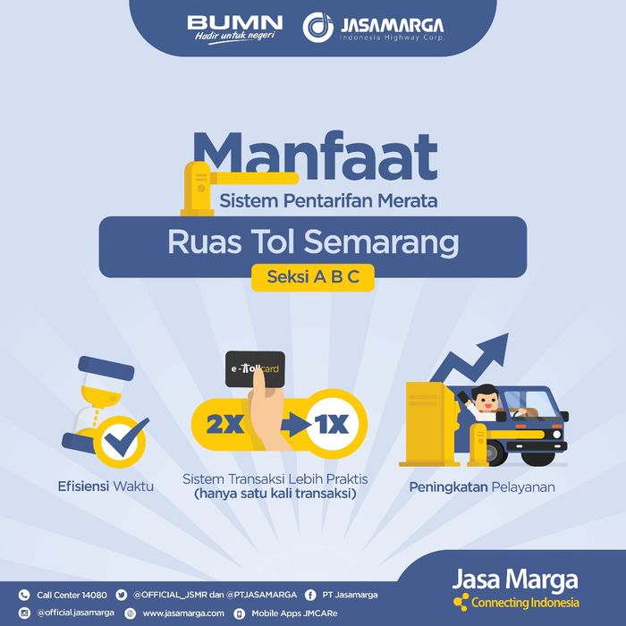 Jasa Marga bakal melakukan perubahan sistem pentarifan di ruas tol Semarang